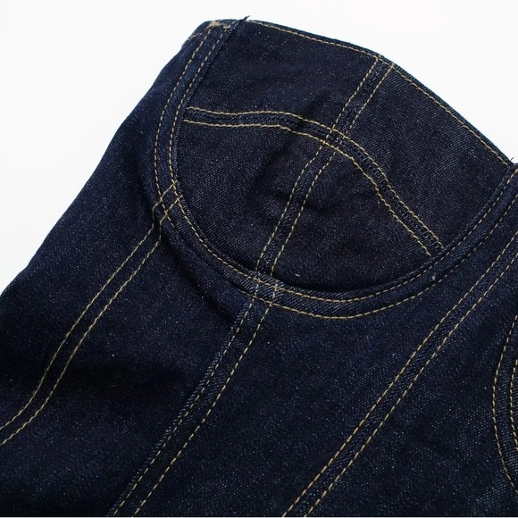 New, Denim Tube Top stretch Dress Summer Backless Sexy Midi Dress - Picture 9 of 15